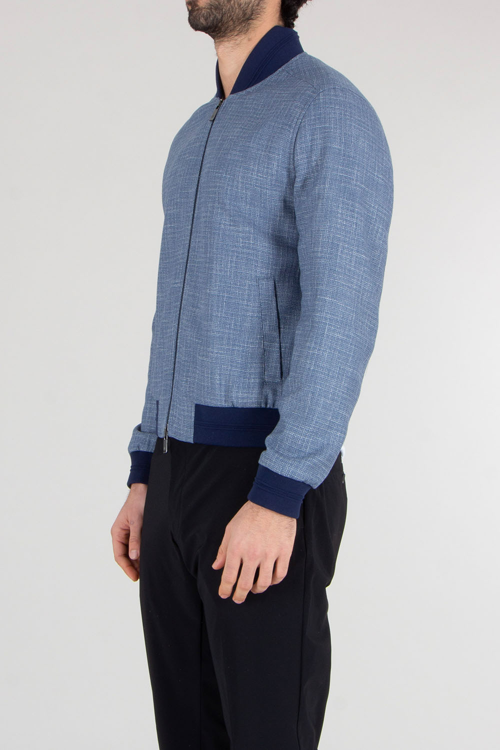 PAL ZILERI Regular Fit Effortless Viscose-Linen Blend Bomber Jacket