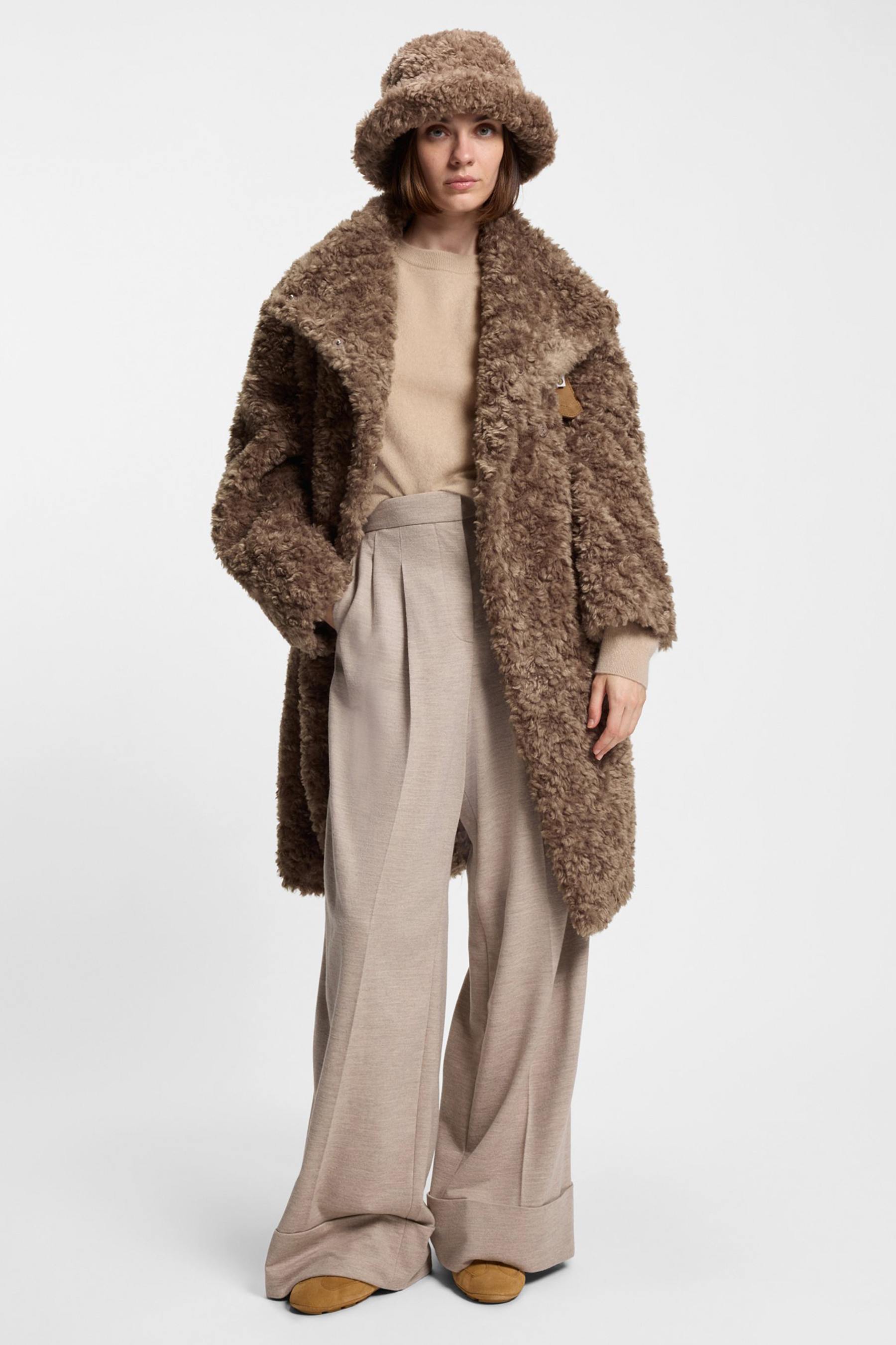 BOSS Regular Fit Faux Fur Coat Citeddy Bekleidung, Mantel