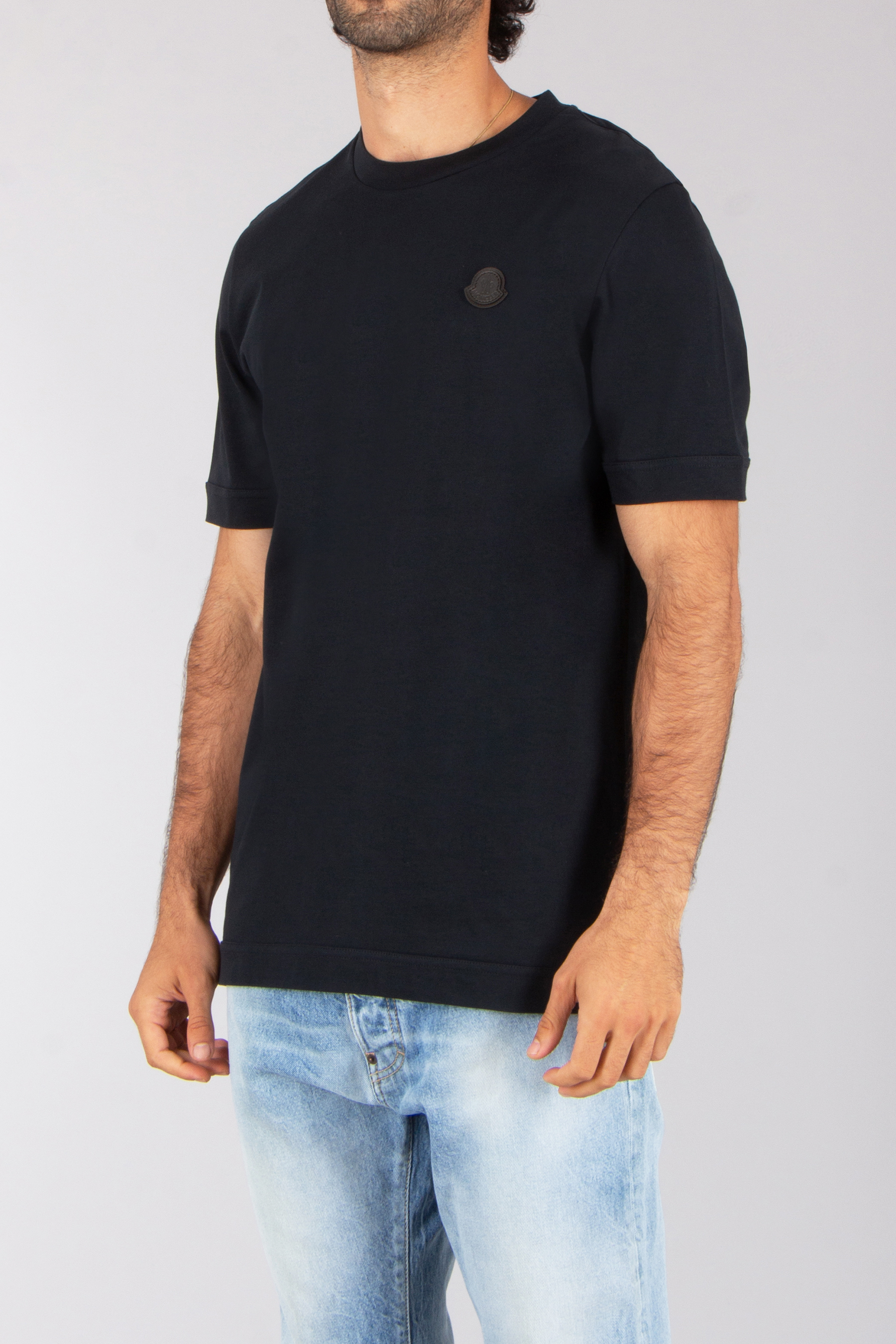 MONCLER Loose Fit Organic Cotton Jersey T-Shirt T-shirt, Jeans, Erwachsener, Mann, Person