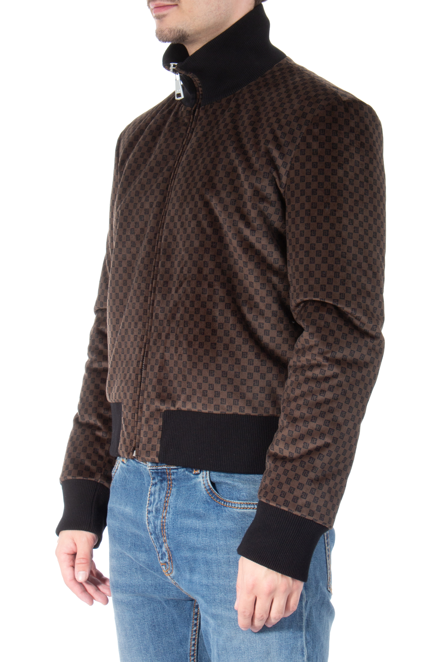 BALMAIN Monogrammed Velvet Bomber Jacket BALMAIN Monogrammed Velvet Bomber Jacket