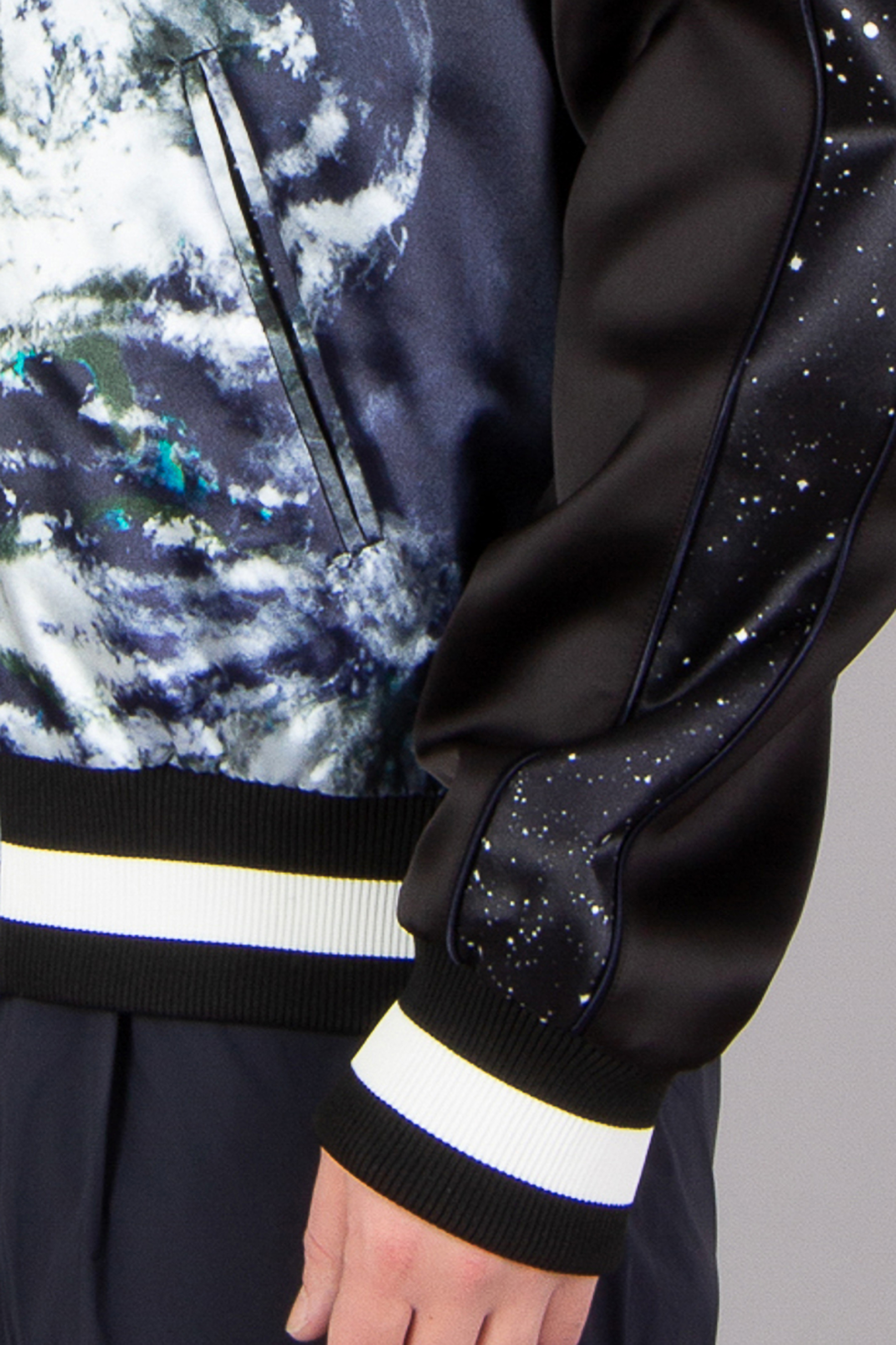BALMAIN Classic Fit Printed Satin Bomber Jacket BALMAIN Classic Fit Printed Satin Bomber Jacket