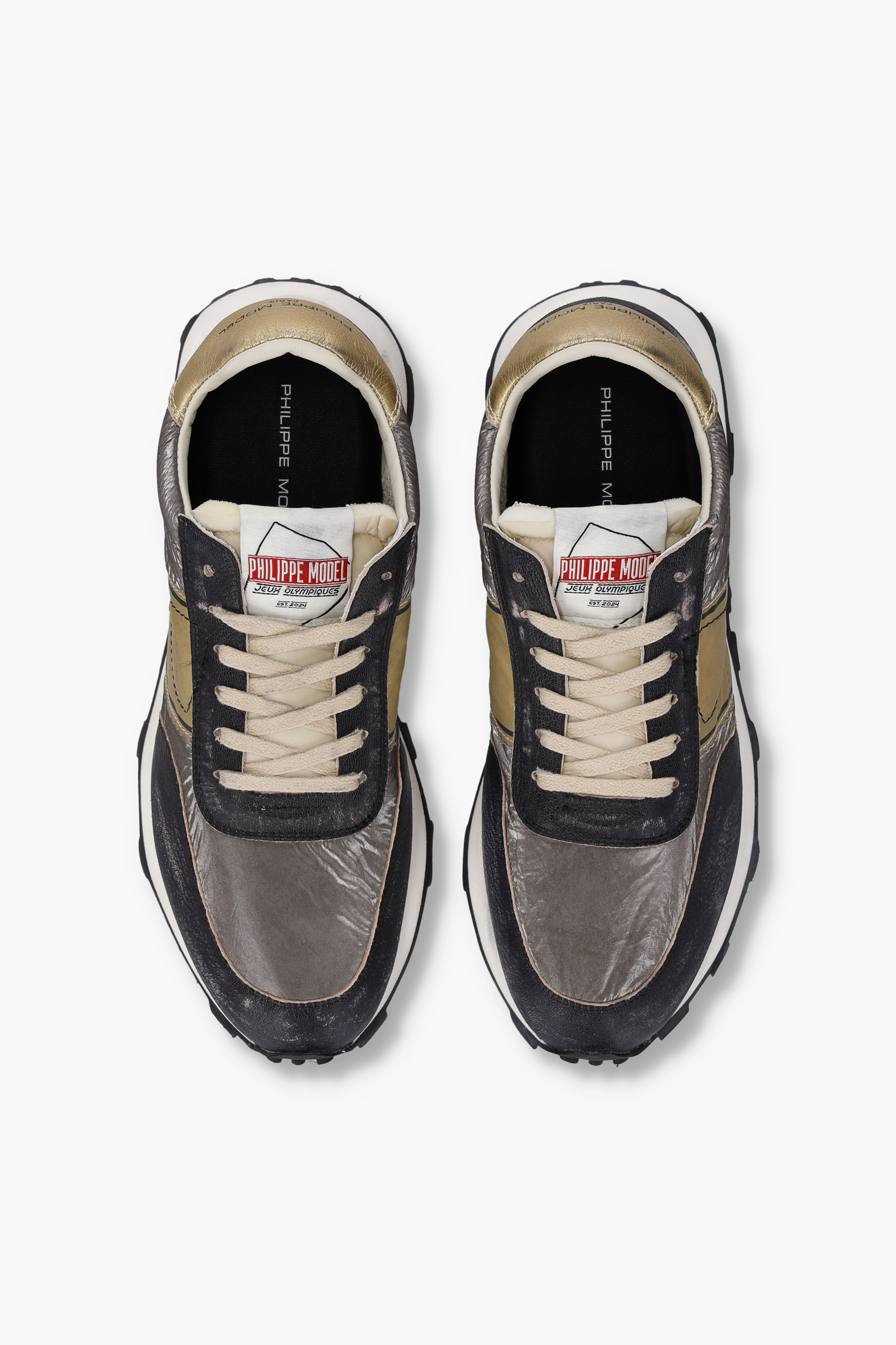 PHILIPPE MODEL Metallic Leather Sneakers Tour Low Bekleidung, Schuhwerk, Schuh, Sneaker