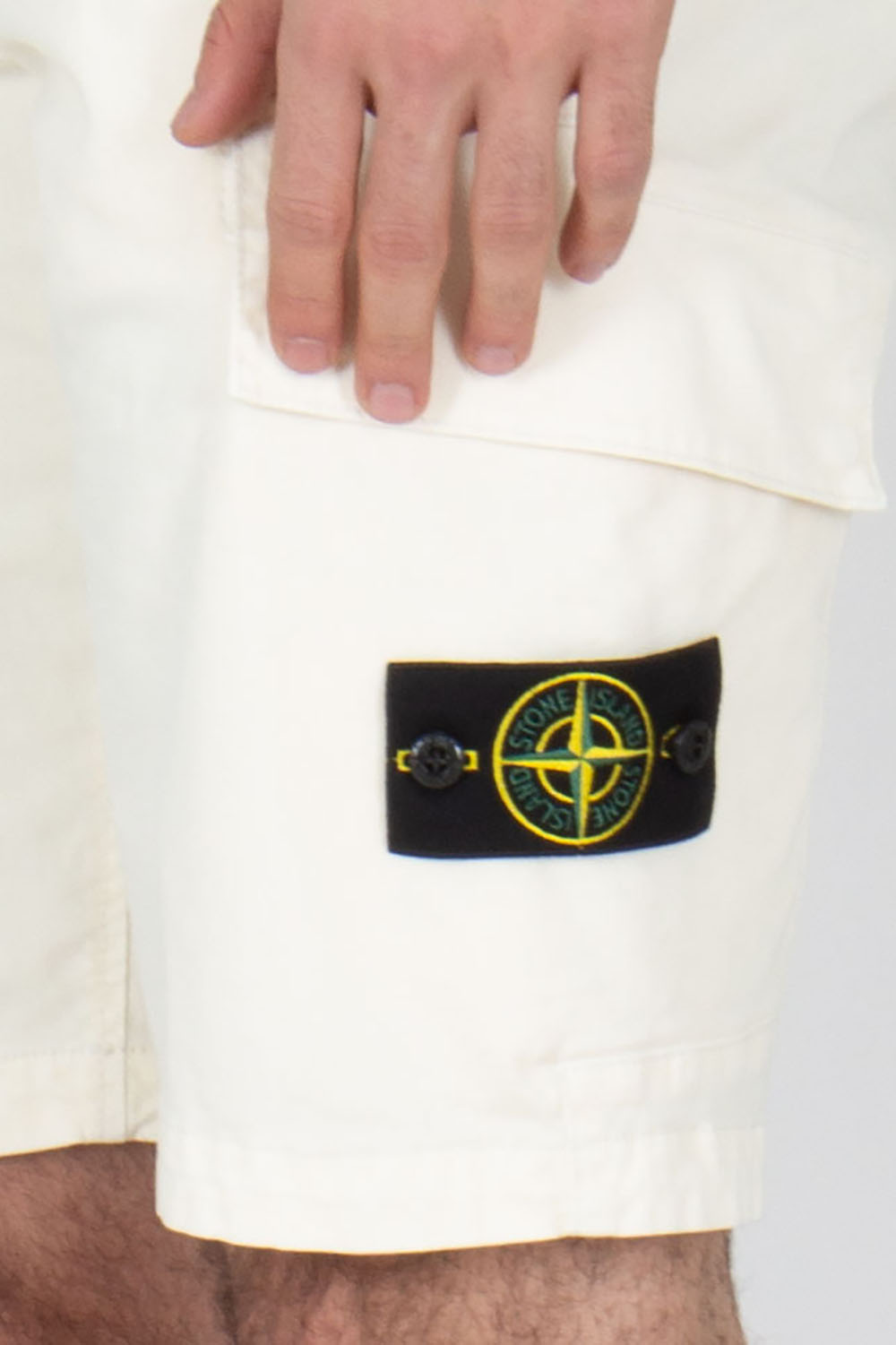STONE ISLAND Slim Fit OLD Effect Organic Cotton Stretch Broken Twill Cargo Shorts