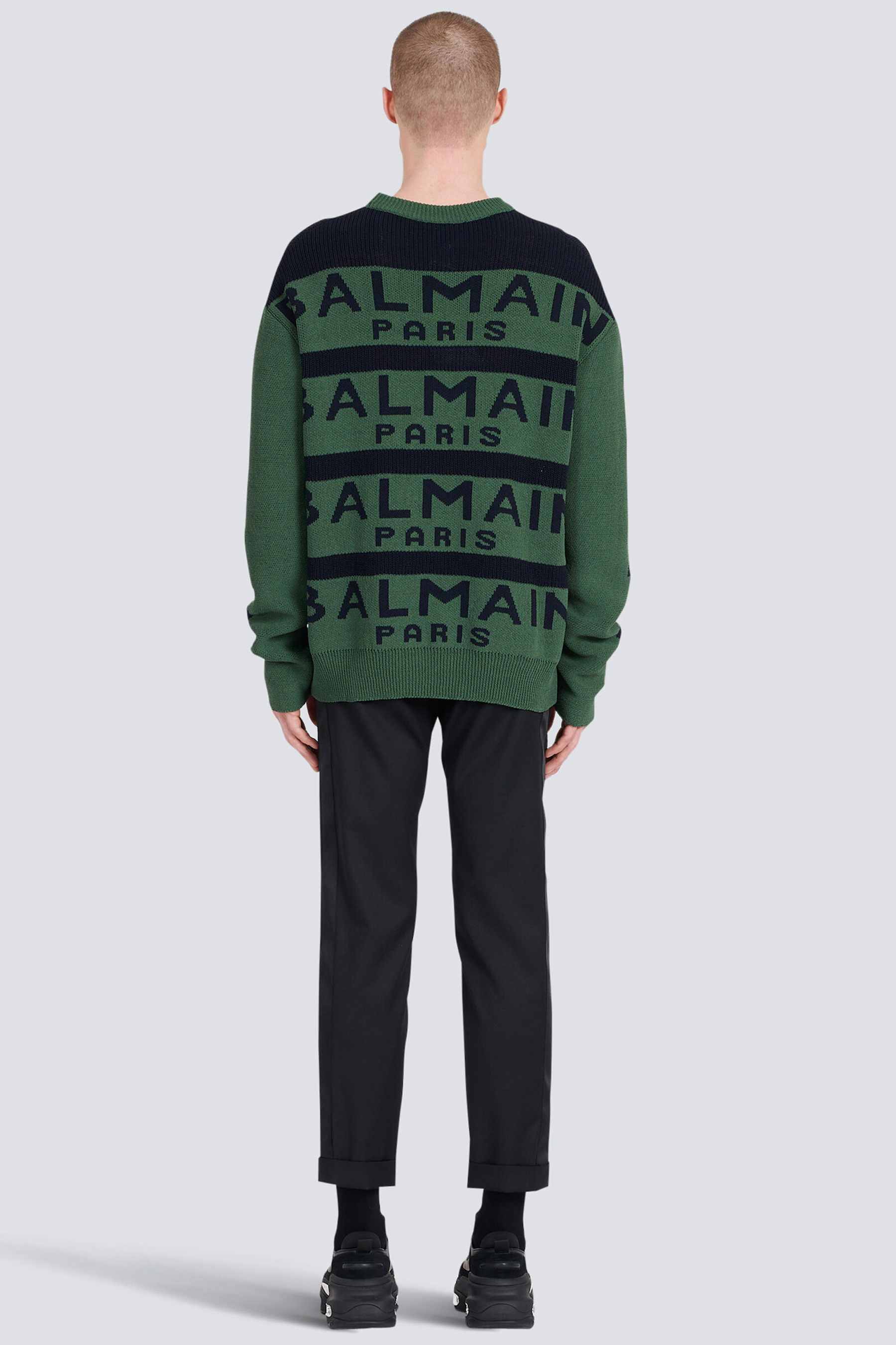BALMAIN Striped Logo Knit Sweater BALMAIN Striped Logo Knit Sweater
