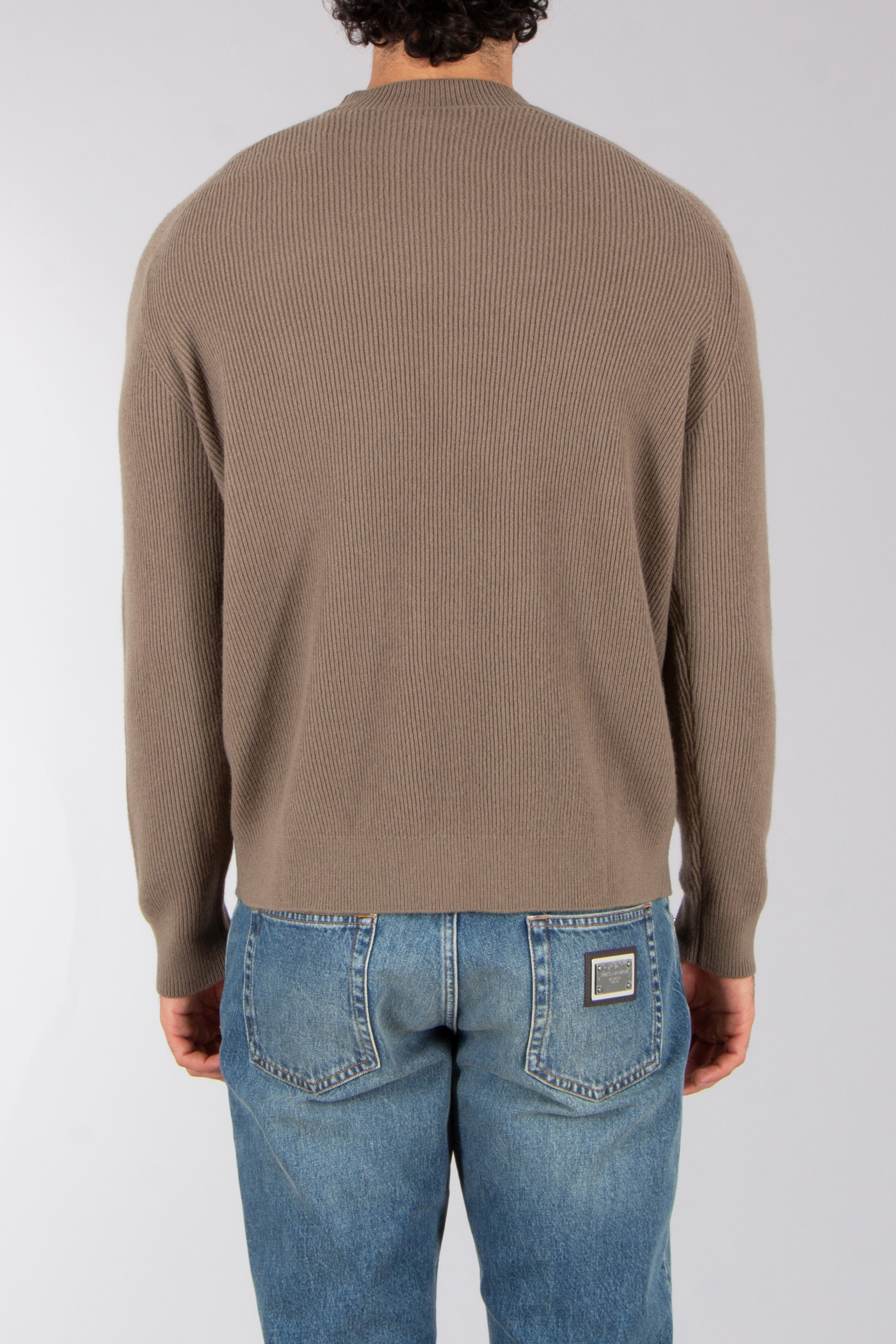 EMPORIO ARMANI Regular Fit Patent Knit Virgin Wool-Cashmere Blend Sweater Bekleidung, Strickwaren, Pullover, Hosen, Langarm