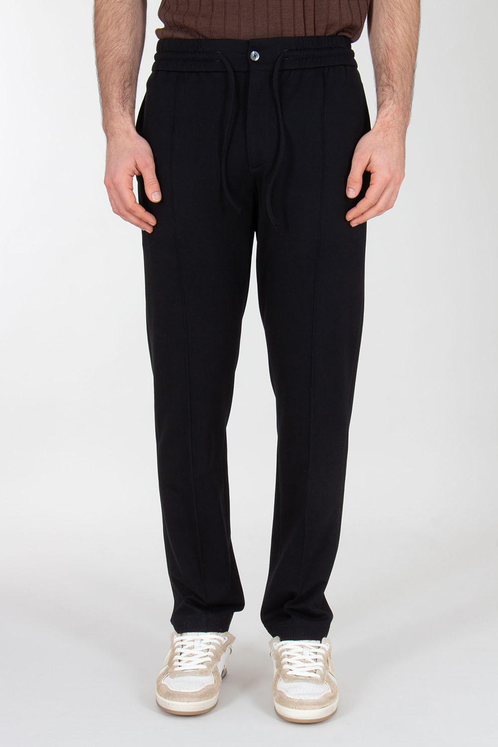 STEFAN BRANDT Slim Fit Cotton Jersey Trousers With Drawstring Waist Jonas