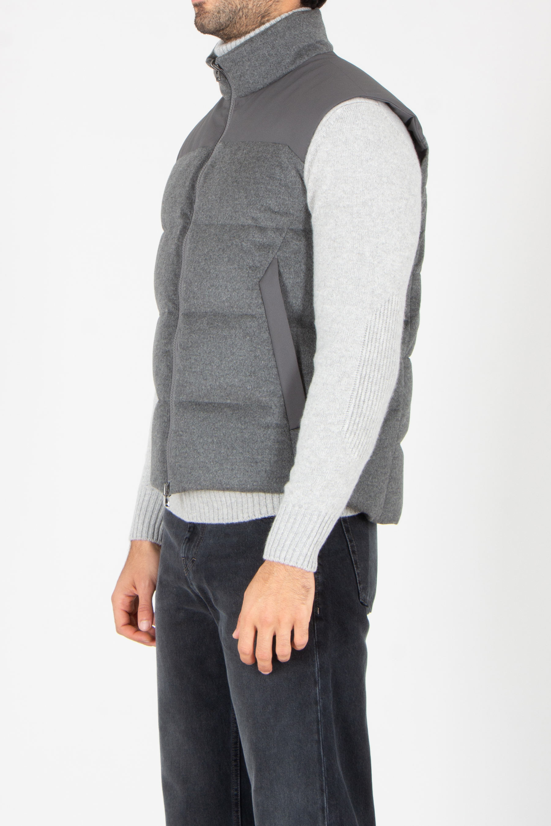 Weste, Strickwaren, Pullover, Jeanshose, Langarm