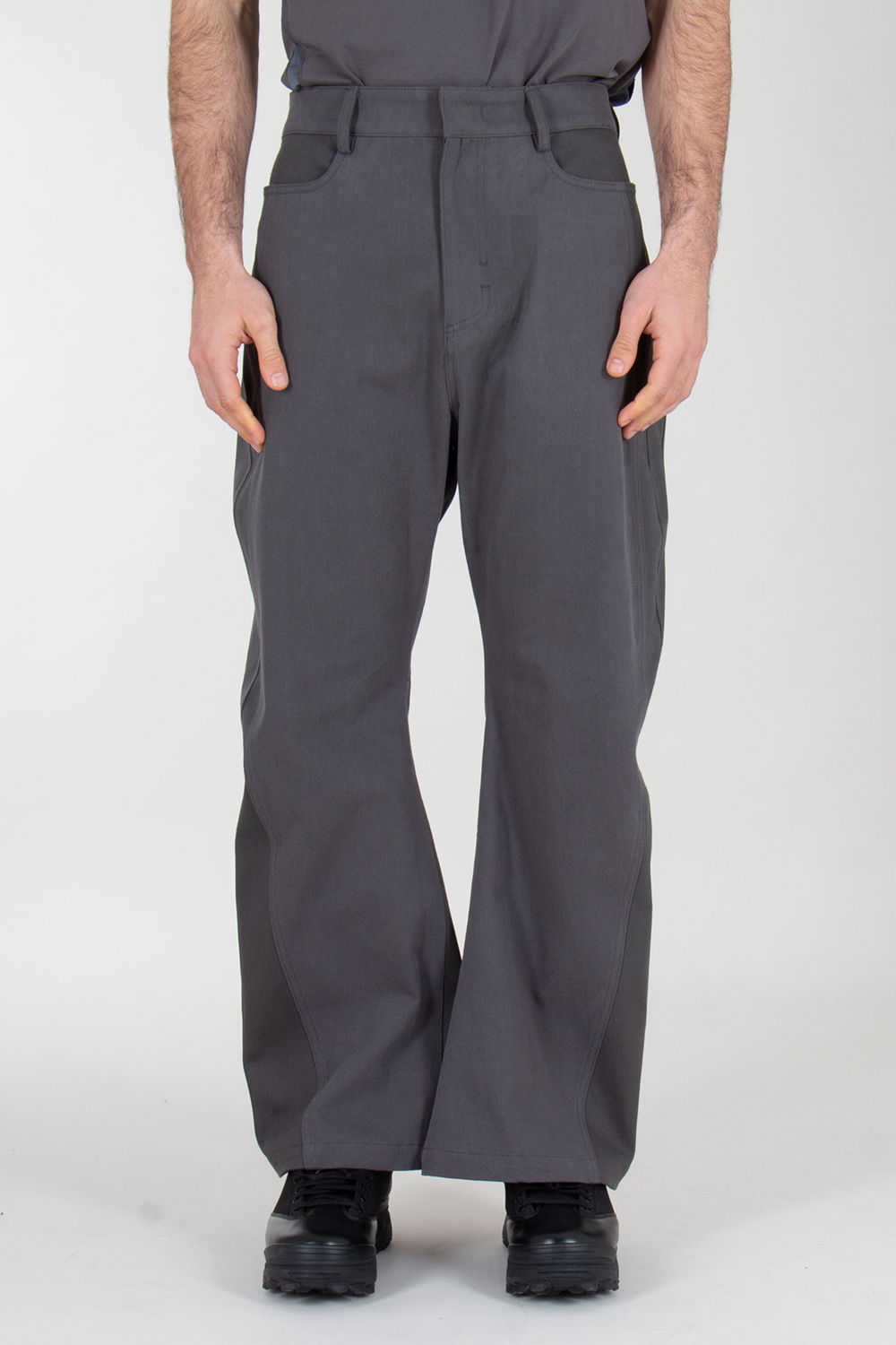 XLM Regular Fit Paneled Wide Leg Denim Jeans