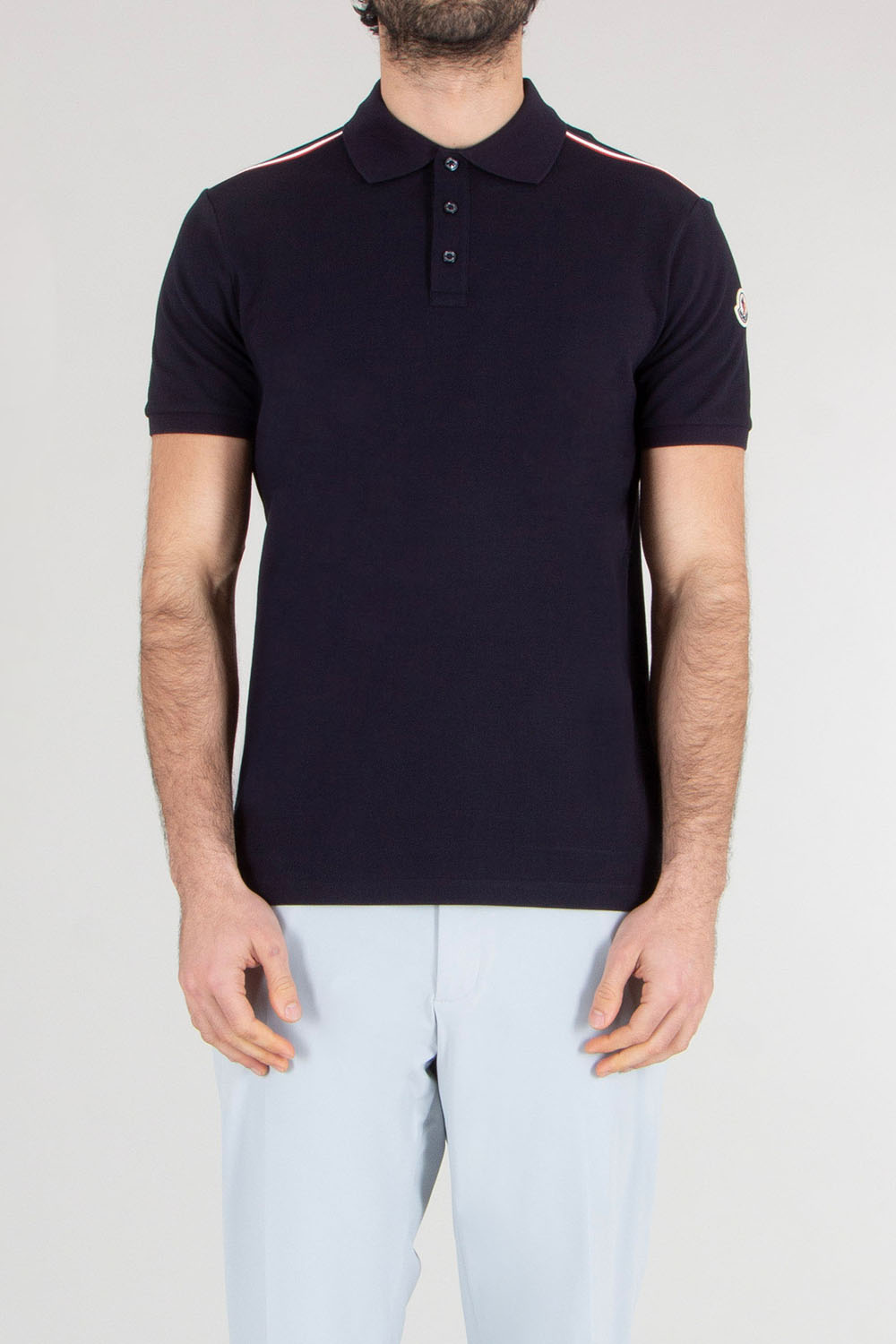 MONCLER Regular Fit Silicone Trim Cotton Piqué Polo Shirt