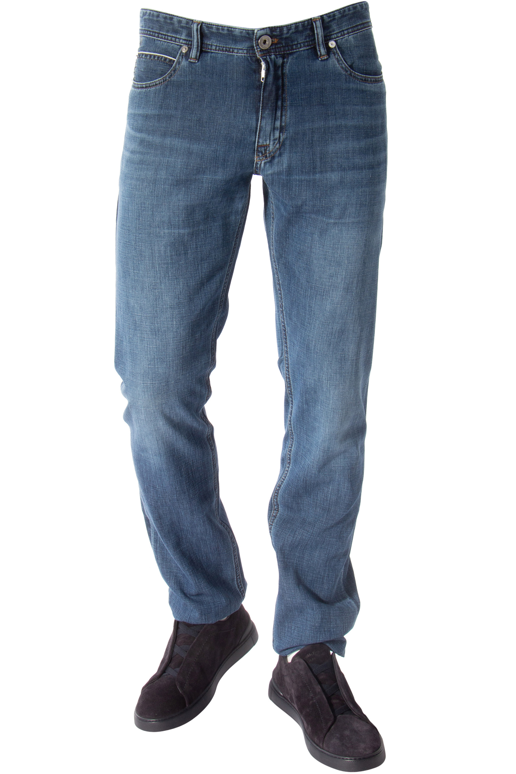 BRIONI Regular Fit Cotton Denim Jeans Meribel 
