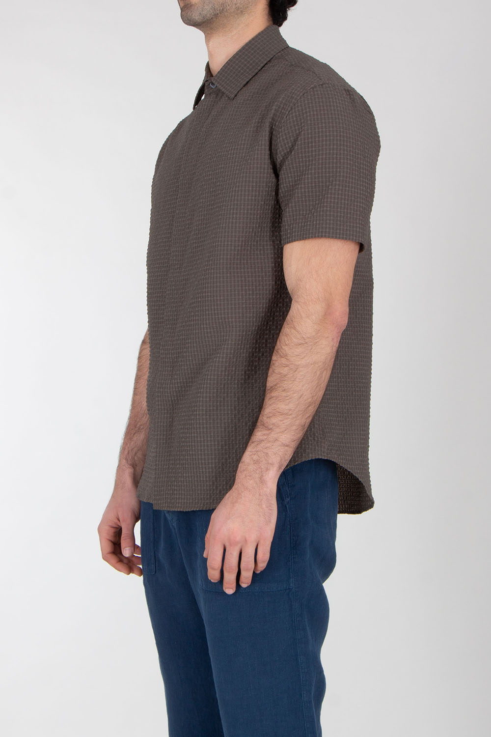 EMPORIO ARMANI Regular Fit Seersucker Short Sleeve Shirt  