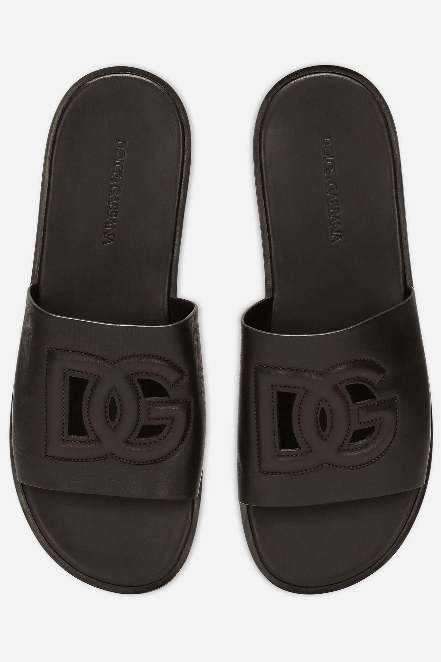 DOLCE & GABBANA Logo Calf Leather Sandals DOLCE & GABBANA Logo Calf Leather Sandals