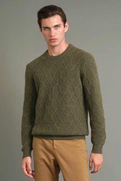 KITON Diamond Pattern Cashmere Knit Sweater