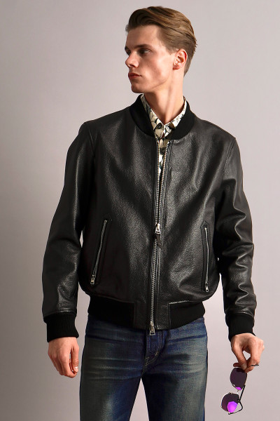 TOM FORD Grained Leather Bomber Jacket