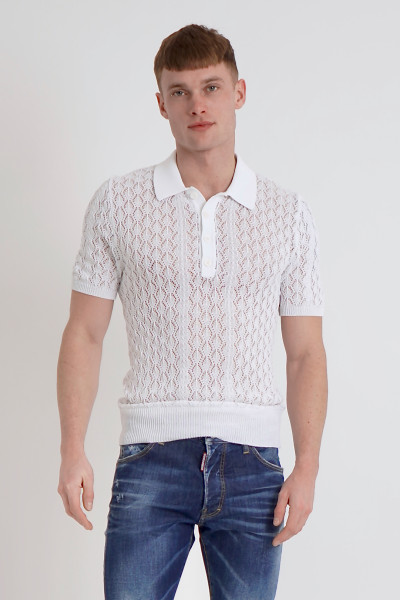 DSQUARED2 Knitted Openwork Cotton Polo Shirt