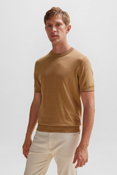 BOSS Short-Sleeve Silk-Cotton Blend Sweater L-Porto