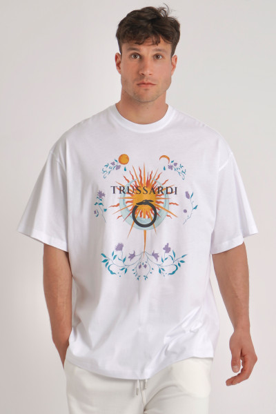 TRUSSARDI Cotton T-Shirt Sun And Moon