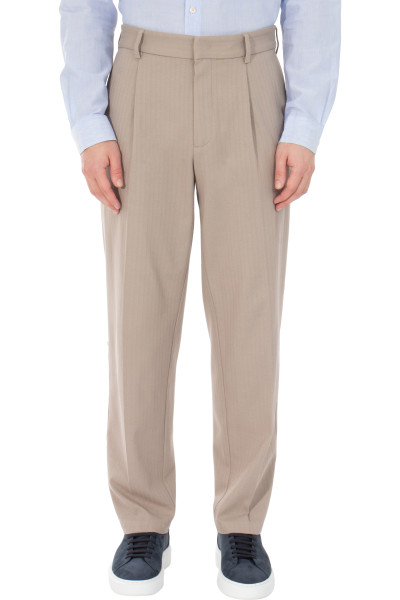 EMPORIO ARMANI Pleated Jacquard Cotton Jersey Pants