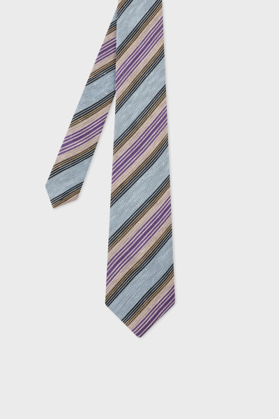 PAUL SMITH Striped Linen-Silk Tie