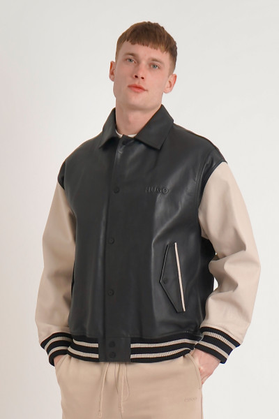 HUGO Leather College Jacket Lugos