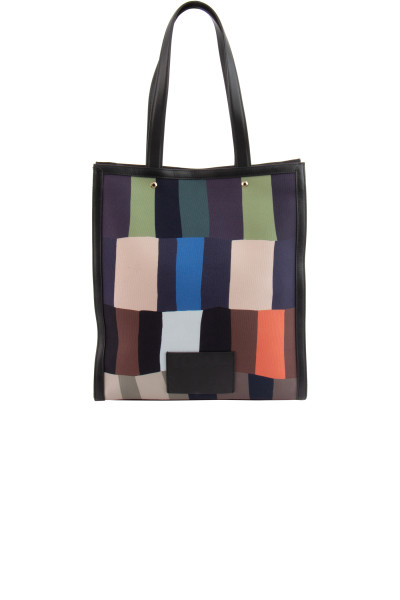 PAUL SMITH Recycled Polyester & Cow Leather Tote Bag
