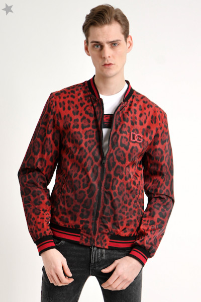 DOLCE & GABBANA DG Patch Leopard Print Nylon Jacket