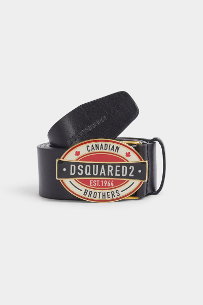 DSQUARED2 Canadian Brothers Plaque Leather Belt