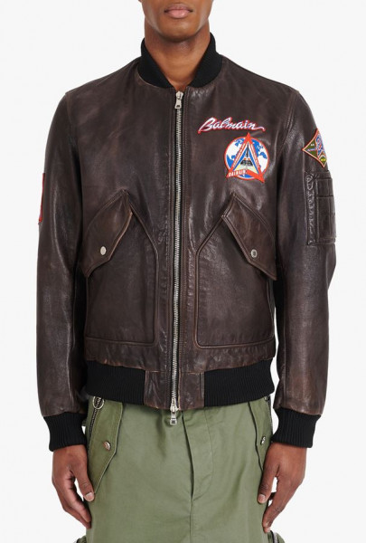 BALMAIN Leather Teddy Jacket With Patches