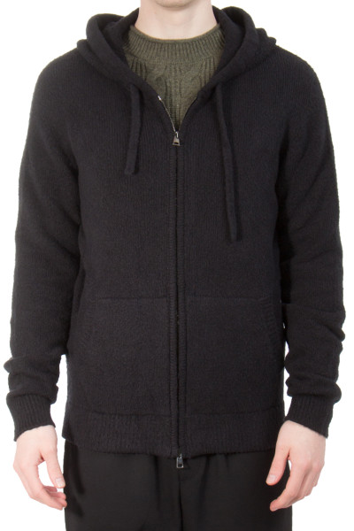 ROBERTO COLLINA Hooded Cardigan with Patch Pockets