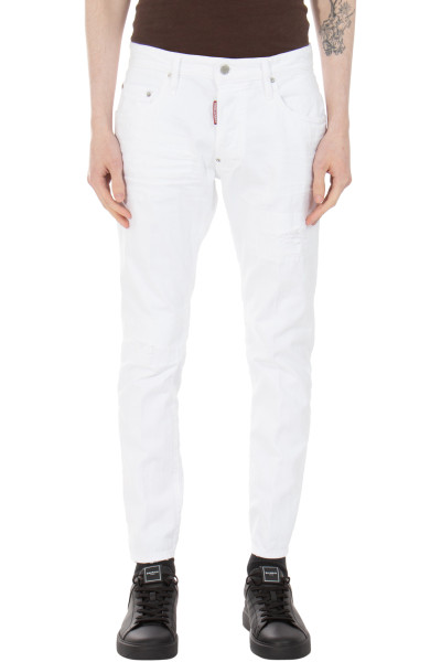 DSQUARED2 White Bull Cotton Stretch Denim Skater Jeans