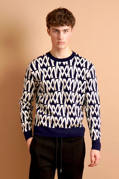 MONCLER Monogramm Cotton Jacquard Sweater
