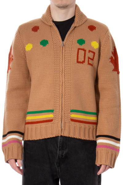 DSQUARED2 Knitted Zip Wool Cardigan D2 Game