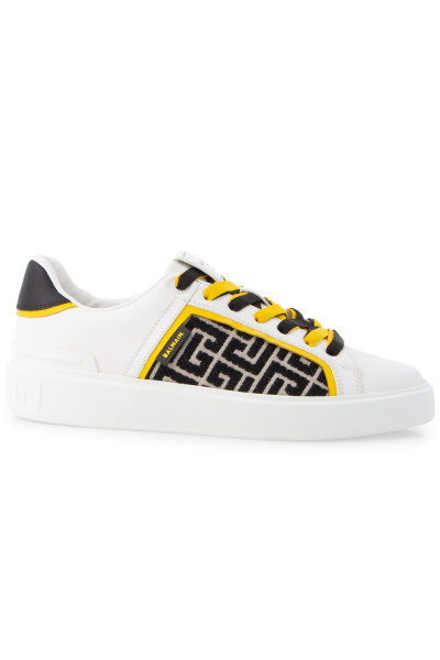 BALMAIN Monogrammed Jacquard And Leather Sneakers B-Court