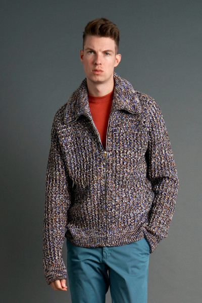 PAUL SMITH Heavy Wool & Organic Cotton Zip Cardigan