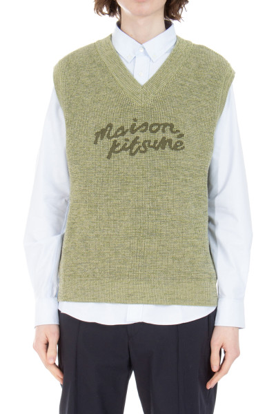 MAISON KITSUNÉ Embroidered Cotton Sweater Vest
