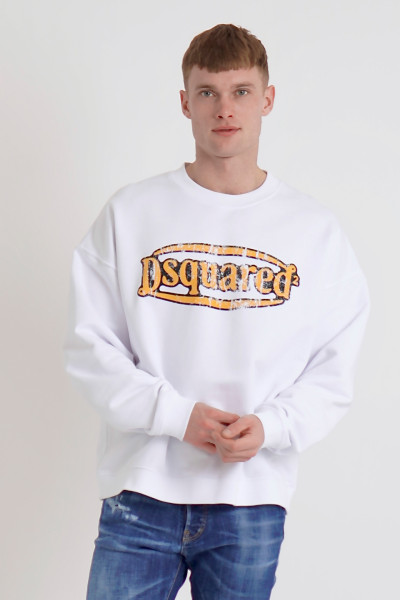 DSQUARED2 Printed Loose Fit Crewneck Cotton Sweatshirt