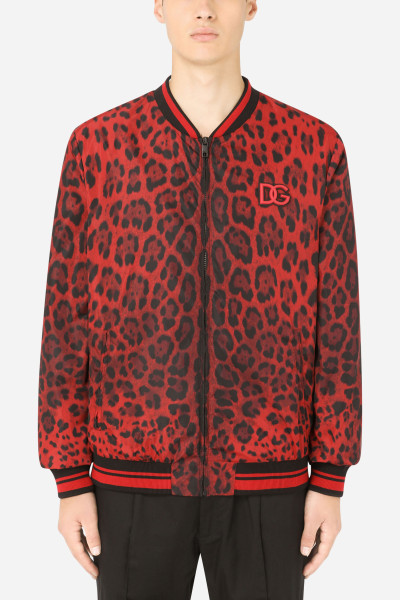 DOLCE & GABBANA DG Patch Leopard Print Nylon Jacket