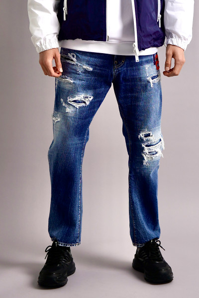 DSQUARED2 Dark Ripped Wash Bro Jeans