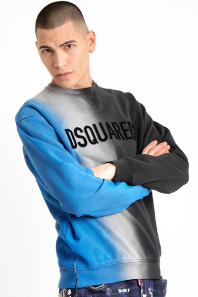 DSQUARED2 Embossed 3D Logo Fade Split Sweatshirt