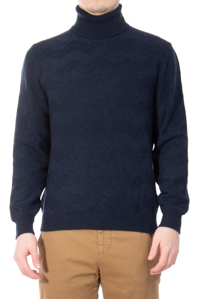 KITON Wave Patterned Turtleneck Cashmere Sweater