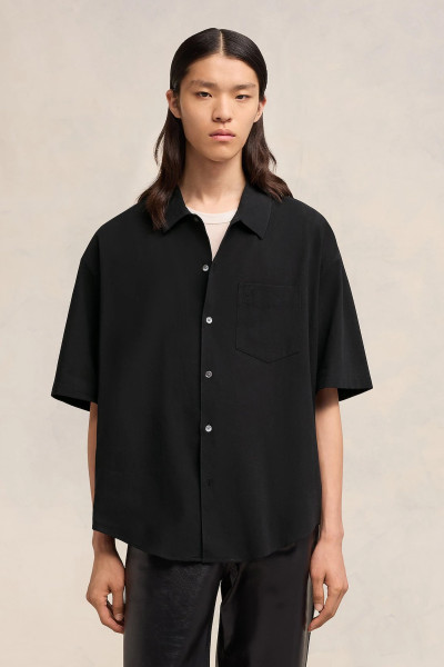 AMI PARIS Embroidered Short Sleeve Cotton Shirt