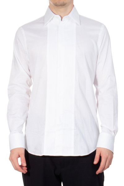 PAUL SMITH Pleated Front Cotton Evening Shirt