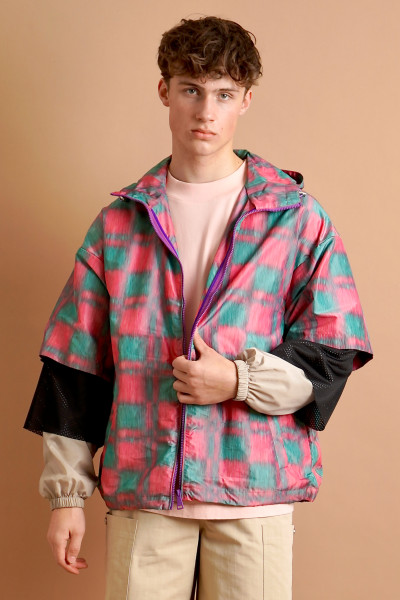 KHRISJOY Patterned Packable Technical Fabric Raincoat