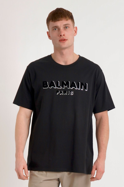 BALMAIN Flocked Organic Cotton T-Shirt