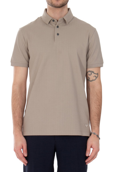 EMPORIO ARMANI Jacquard Cotton Jersey Polo Shirt