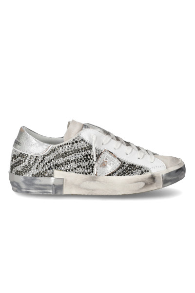 PHILIPPE MODEL Patterned Leather & Suede Sneakers Prsx Low