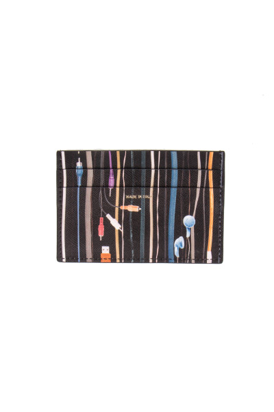 PAUL SMITH Cable Print Leather Card Holder