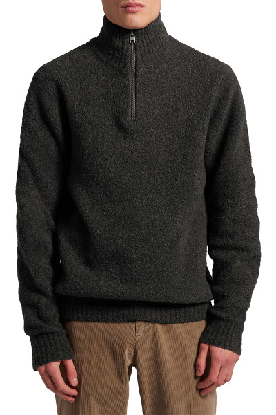 BALDESSARINI Wool Blend Bouclé Half Zip Sweater