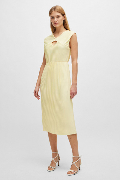 BOSS Pleated Recycled Polyester Stretch Dress Exoa