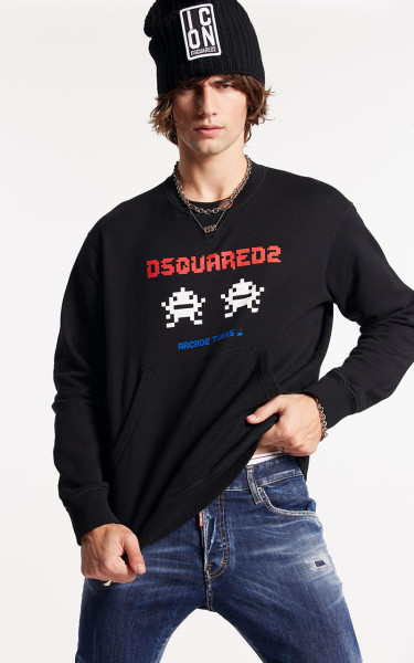 DSQUARED2 Printed Cotton Sweatshirt D2 Cool